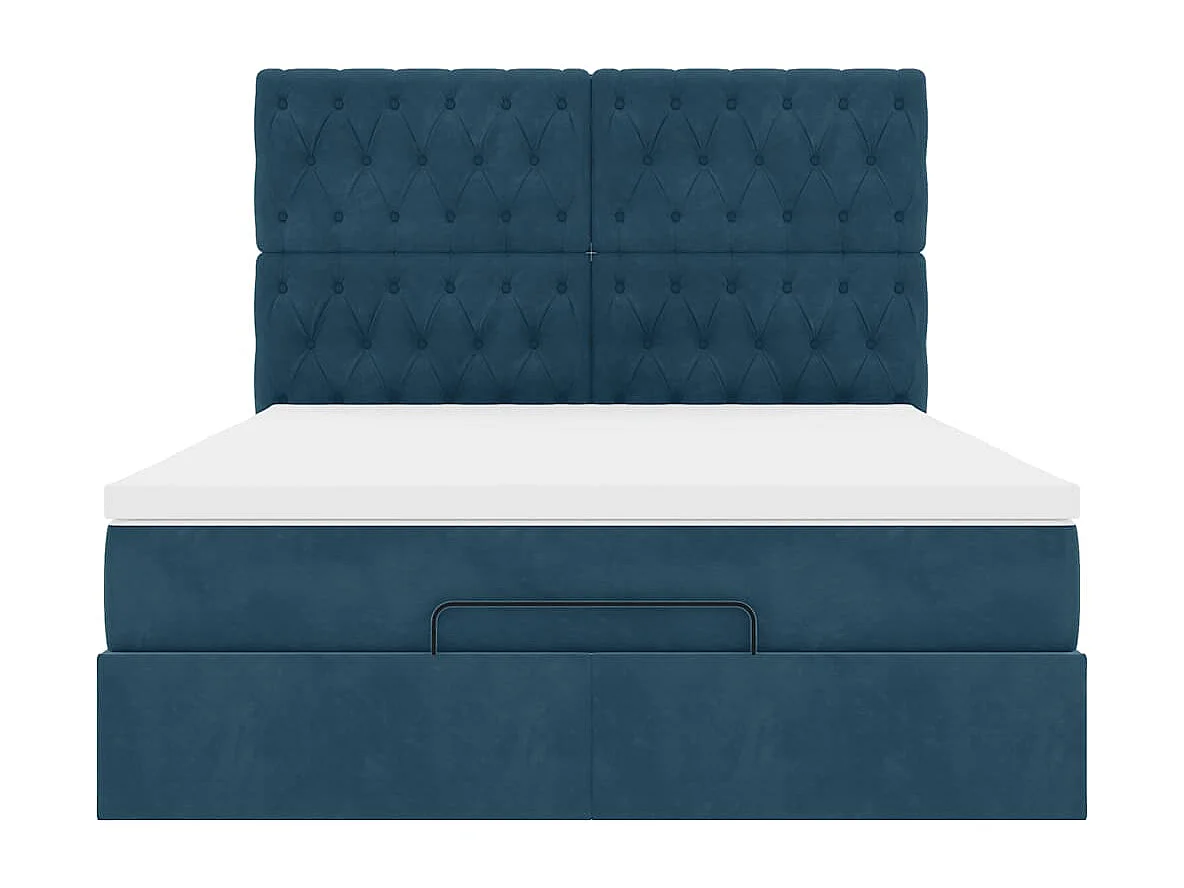 Ottoman bed met matrassen 140x190cm fluweel donkerblauw