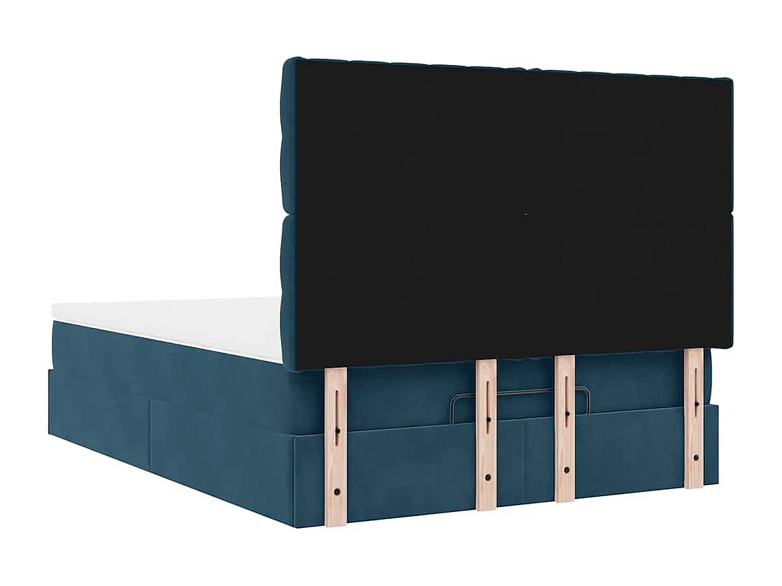 Ottoman bed met matrassen 140x190cm fluweel donkerblauw