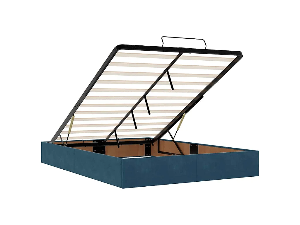 Cadre de lit ottoman avec matelas bleu foncé 140x190 cm velours