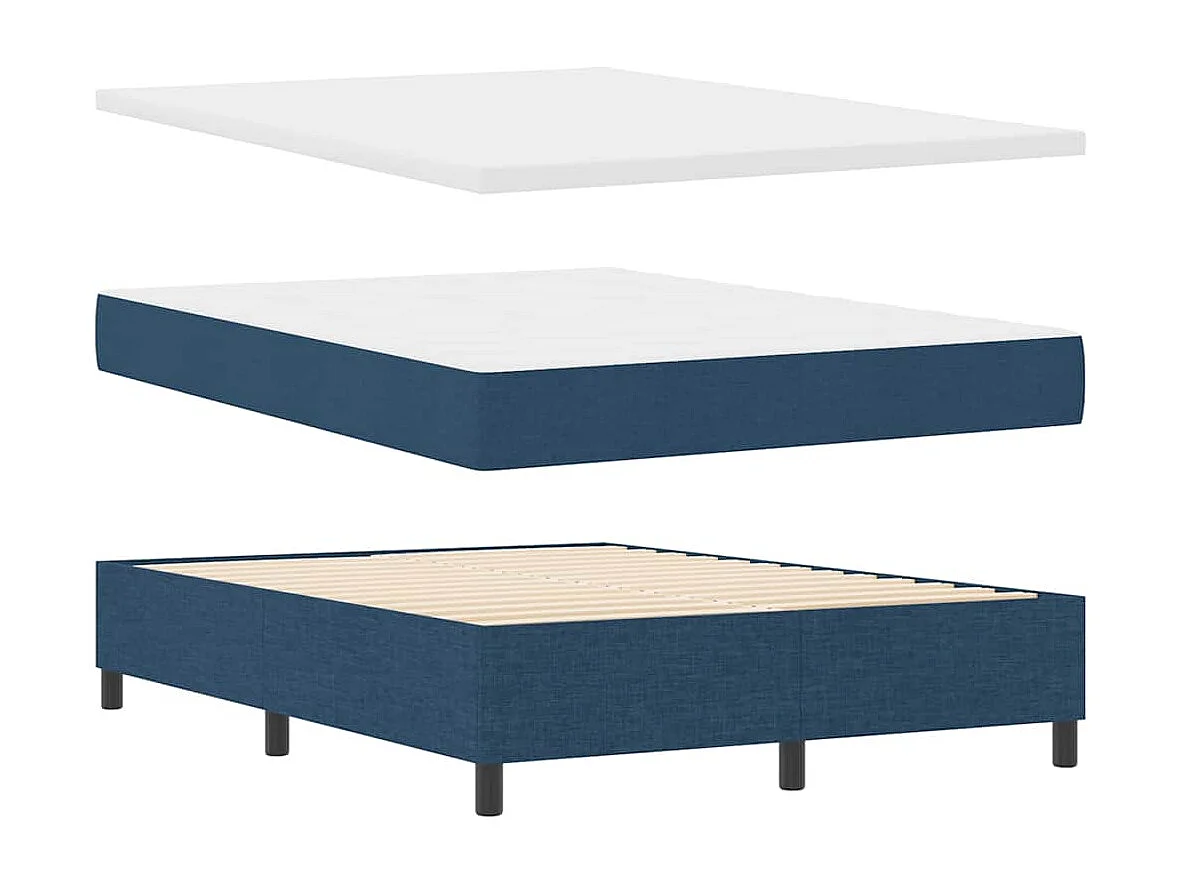 Boxspringbett mit Matratze mit Kopfteil Blau 160 x 200 cm Stoff