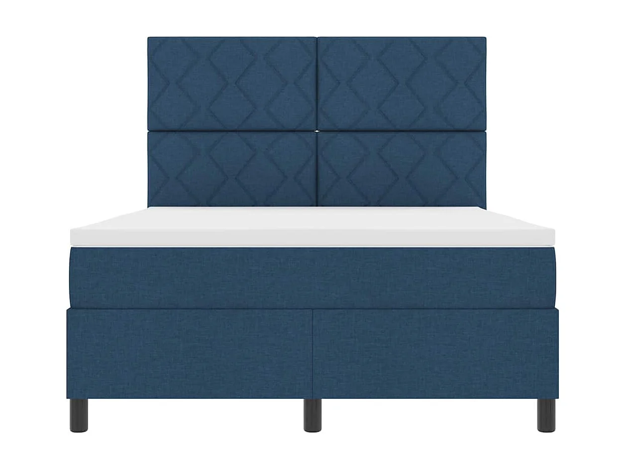 Boxspringbett mit Matratze mit Kopfteil Blau 160 x 200 cm Stoff