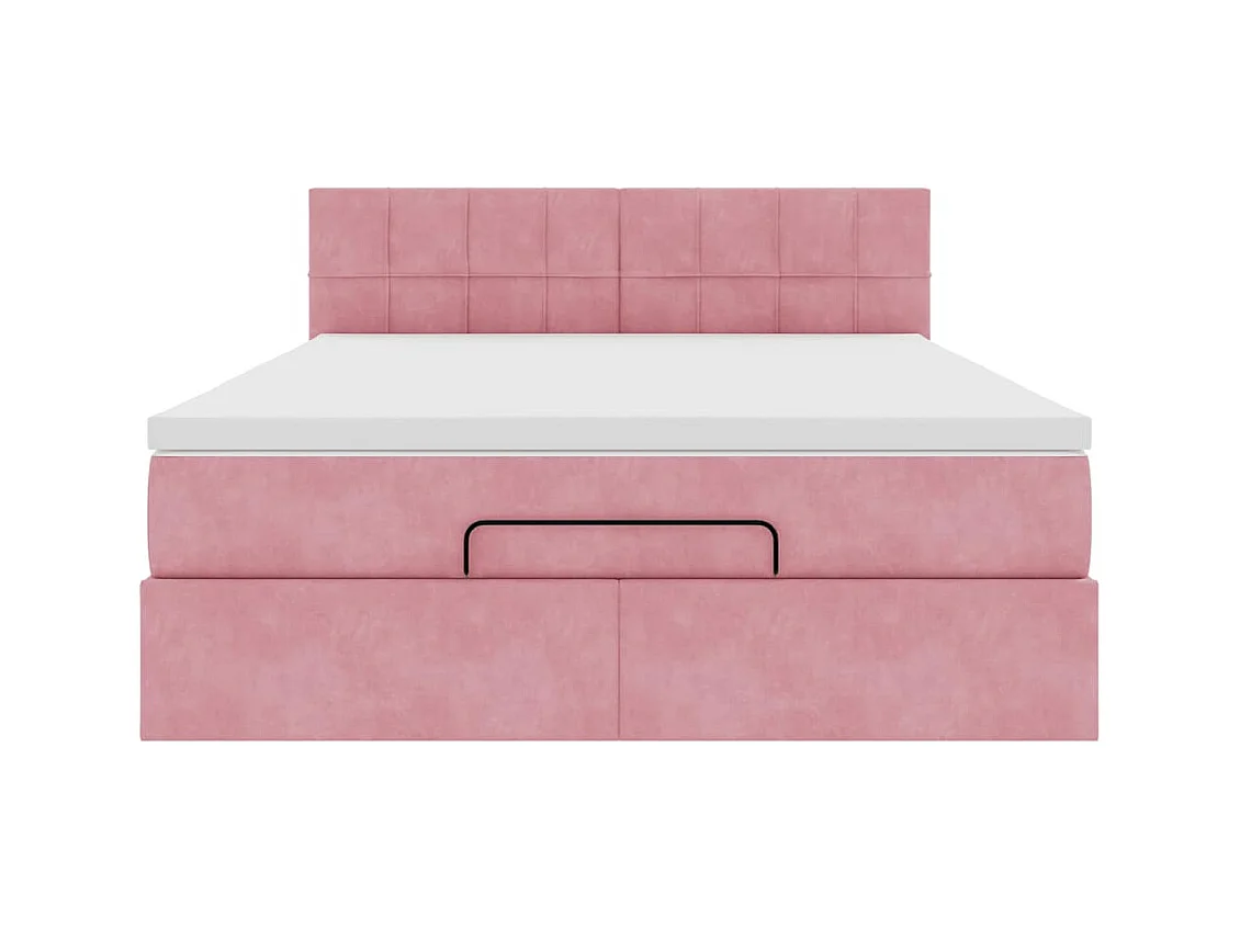 Ottoman bed met matras 140x200cm fluweel roze