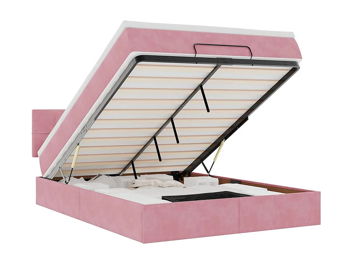 Ottoman-Bett mit Matratze Rosa 140x200 cm Samt