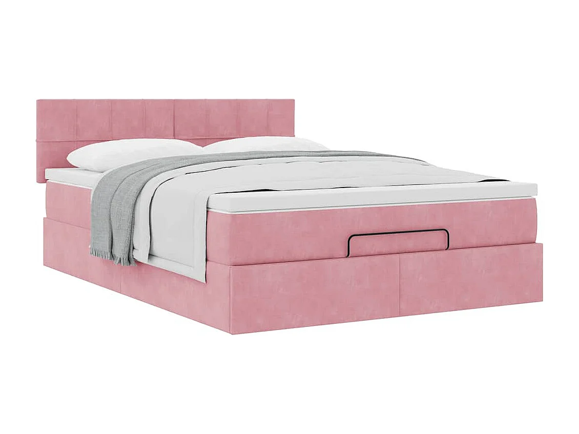 Ottoman-Bett mit Matratze Rosa 140x200 cm Samt