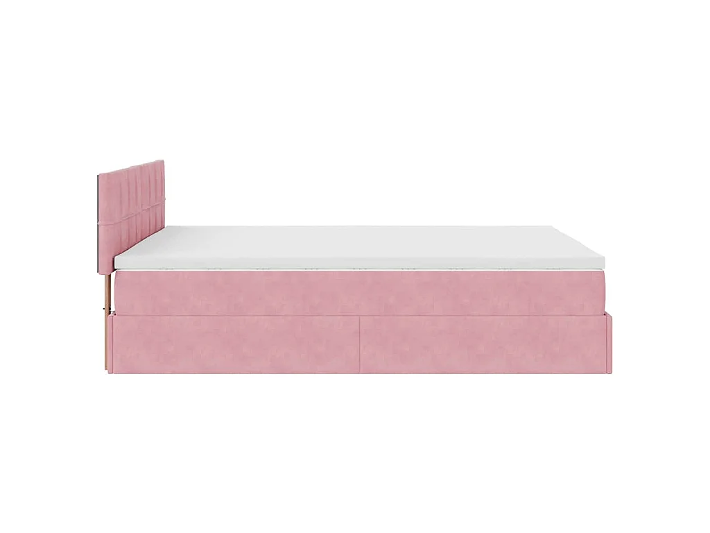 Estructura cama otomana colchón terciopelo rosa 140x200cm