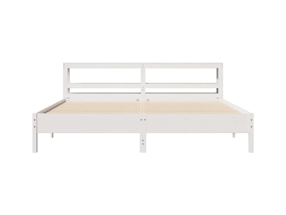 Cadre de lit sans matelas blanc 180x200 cm bois massif de pin
