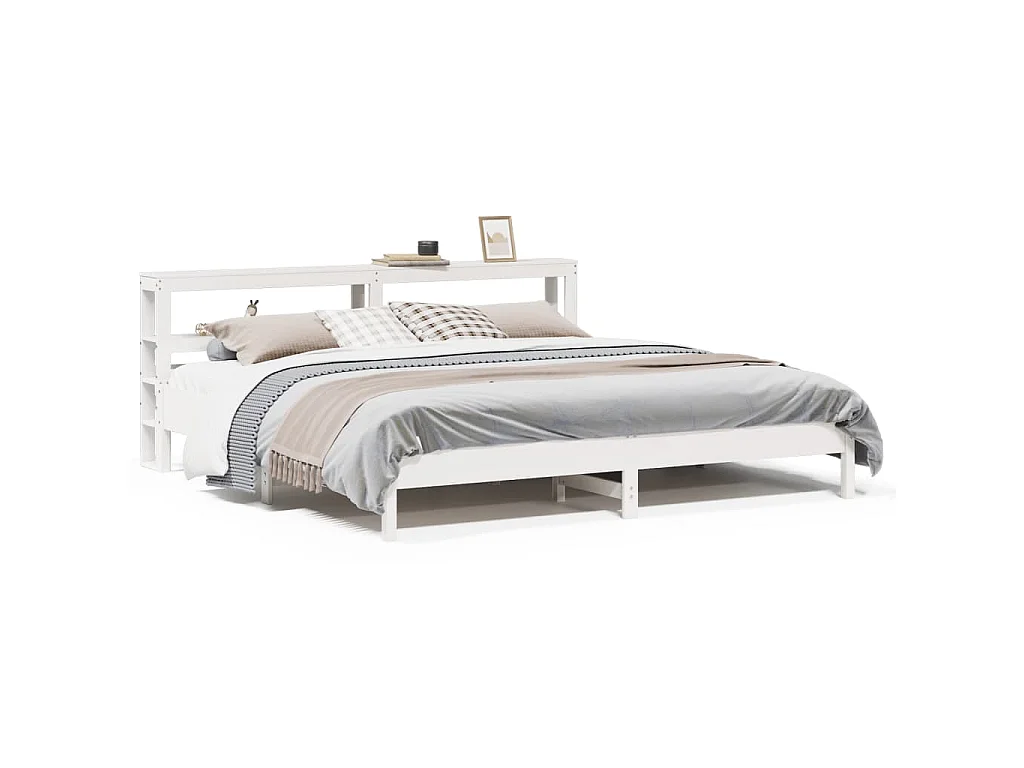 Cadre de lit sans matelas blanc 180x200 cm bois massif de pin