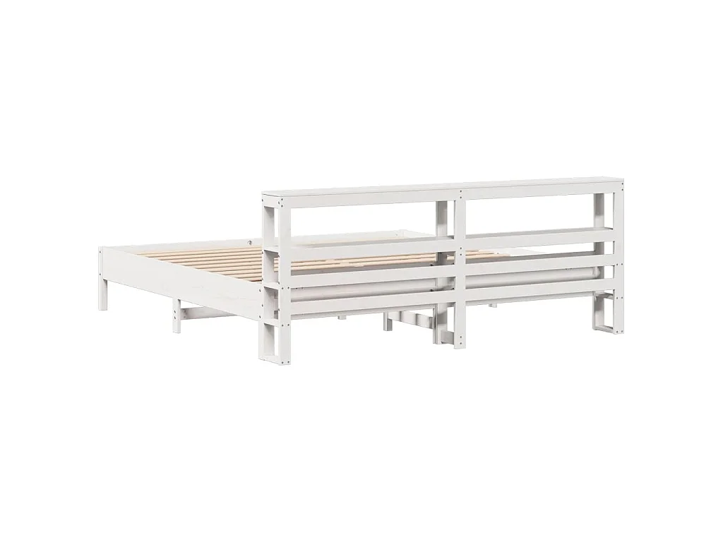 Cadre de lit sans matelas blanc 180x200 cm bois massif de pin