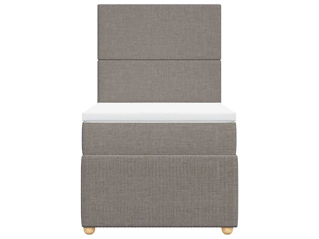 Cama box spring con colchón tela gris taupe 90x200 cm