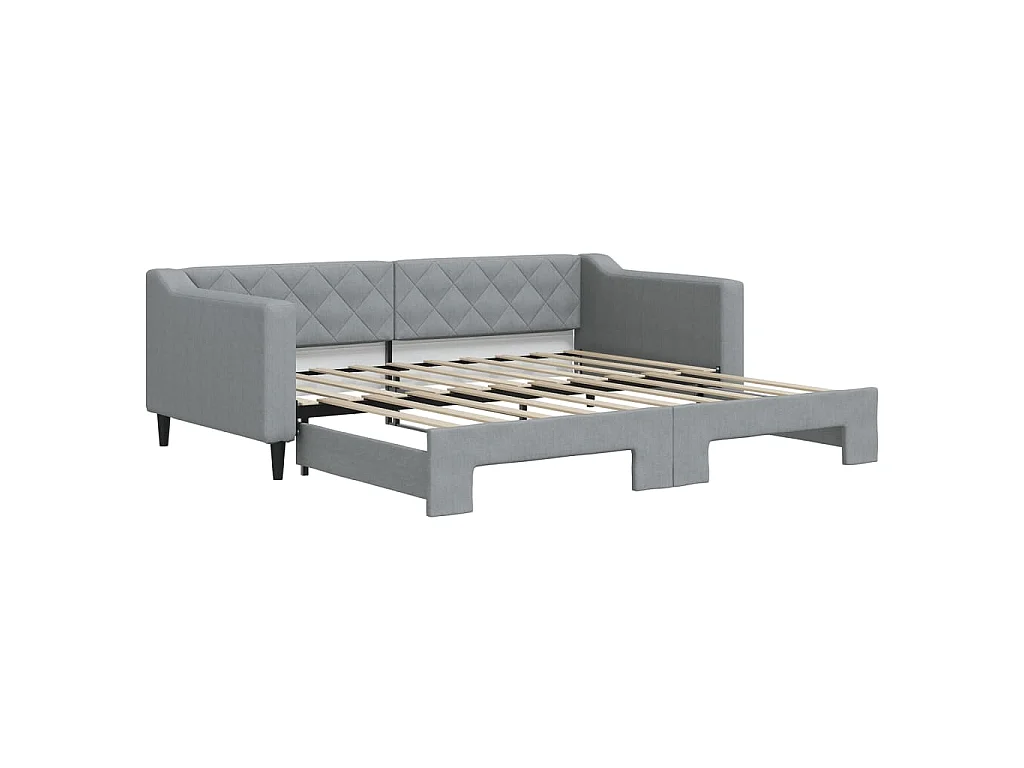 Slaapbank met onderschuifbed 90x190 cm stof lichtgrijs