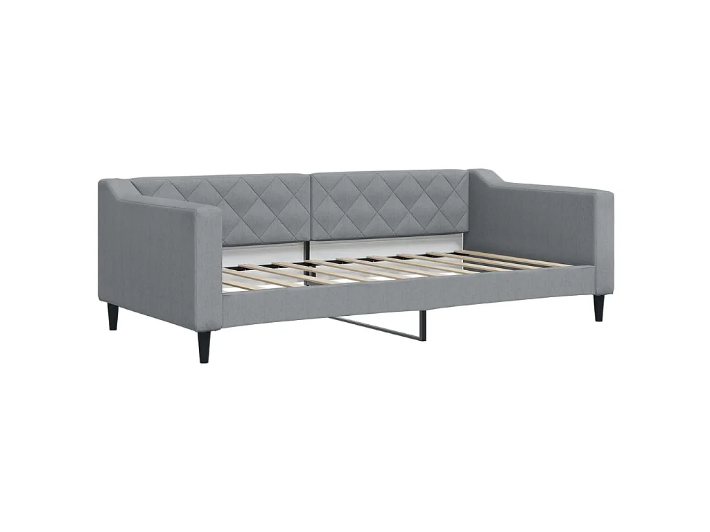 Slaapbank met onderschuifbed 90x190 cm stof lichtgrijs