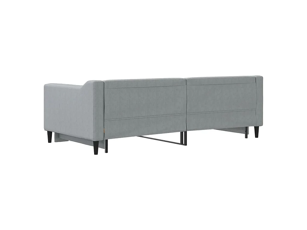 Slaapbank met onderschuifbed 90x190 cm stof lichtgrijs