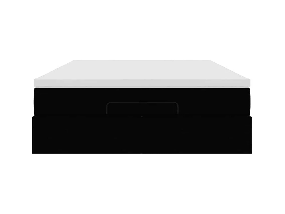 Cadre de lit ottoman avec matelas noir 140x200 cm similicuir