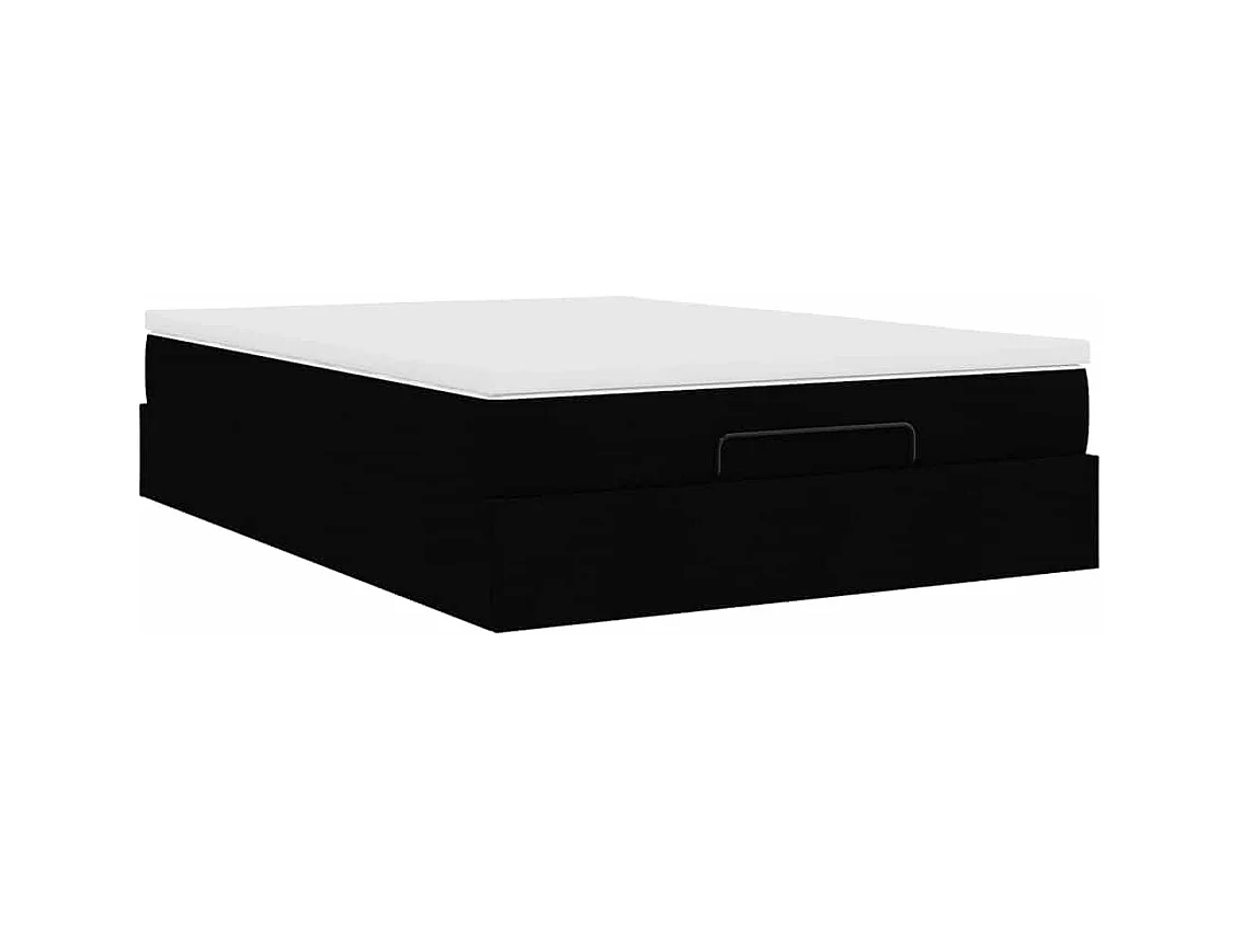 Cadre de lit ottoman avec matelas noir 140x200 cm similicuir