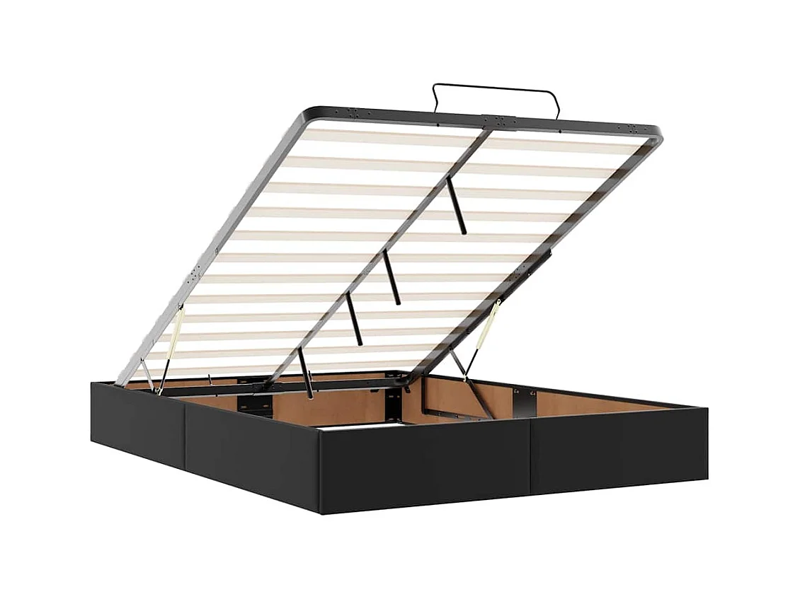 Cadre de lit ottoman avec matelas noir 140x200 cm similicuir
