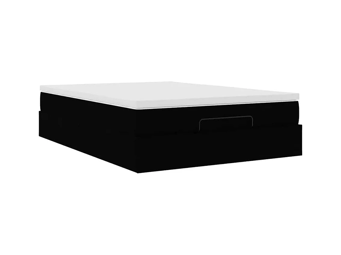 Cadre de lit ottoman avec matelas noir 140x200 cm similicuir