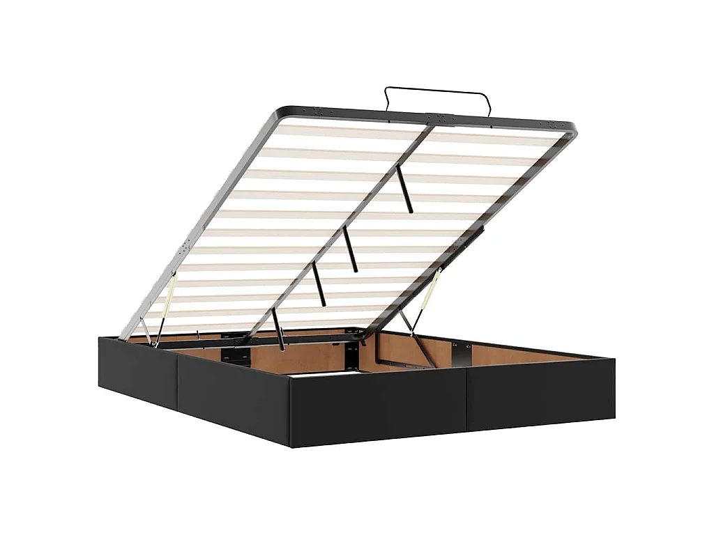 Estructura cama otomana colchón cuero sintético negro 140x200cm