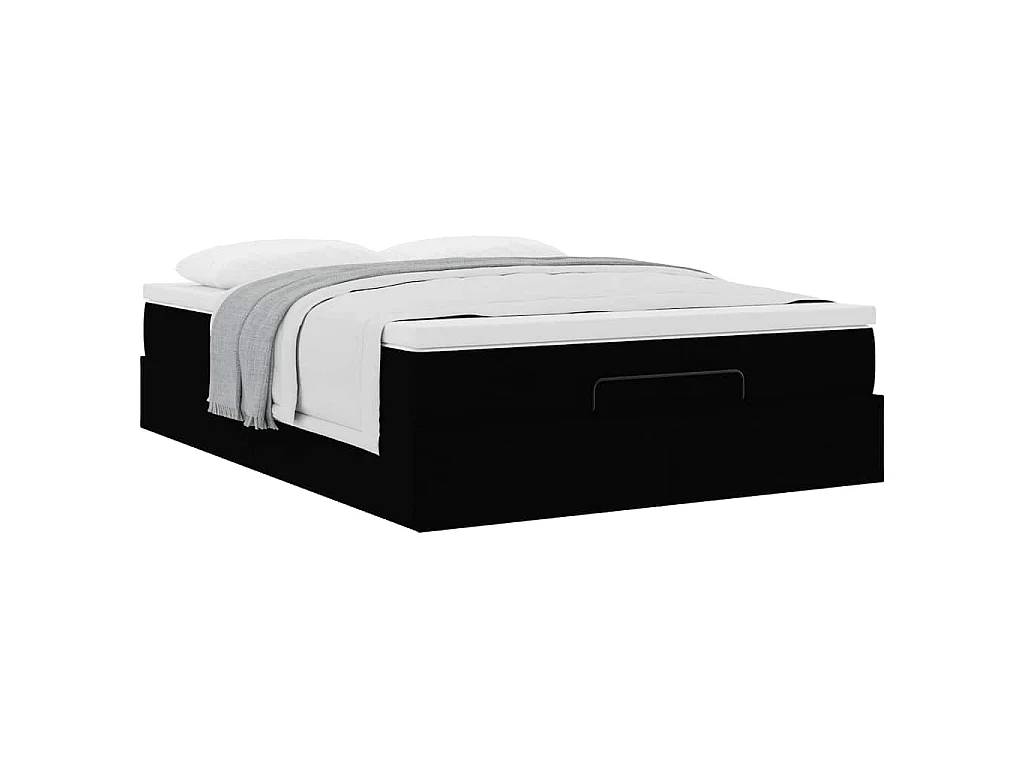 Cadre de lit ottoman avec matelas noir 140x200 cm similicuir