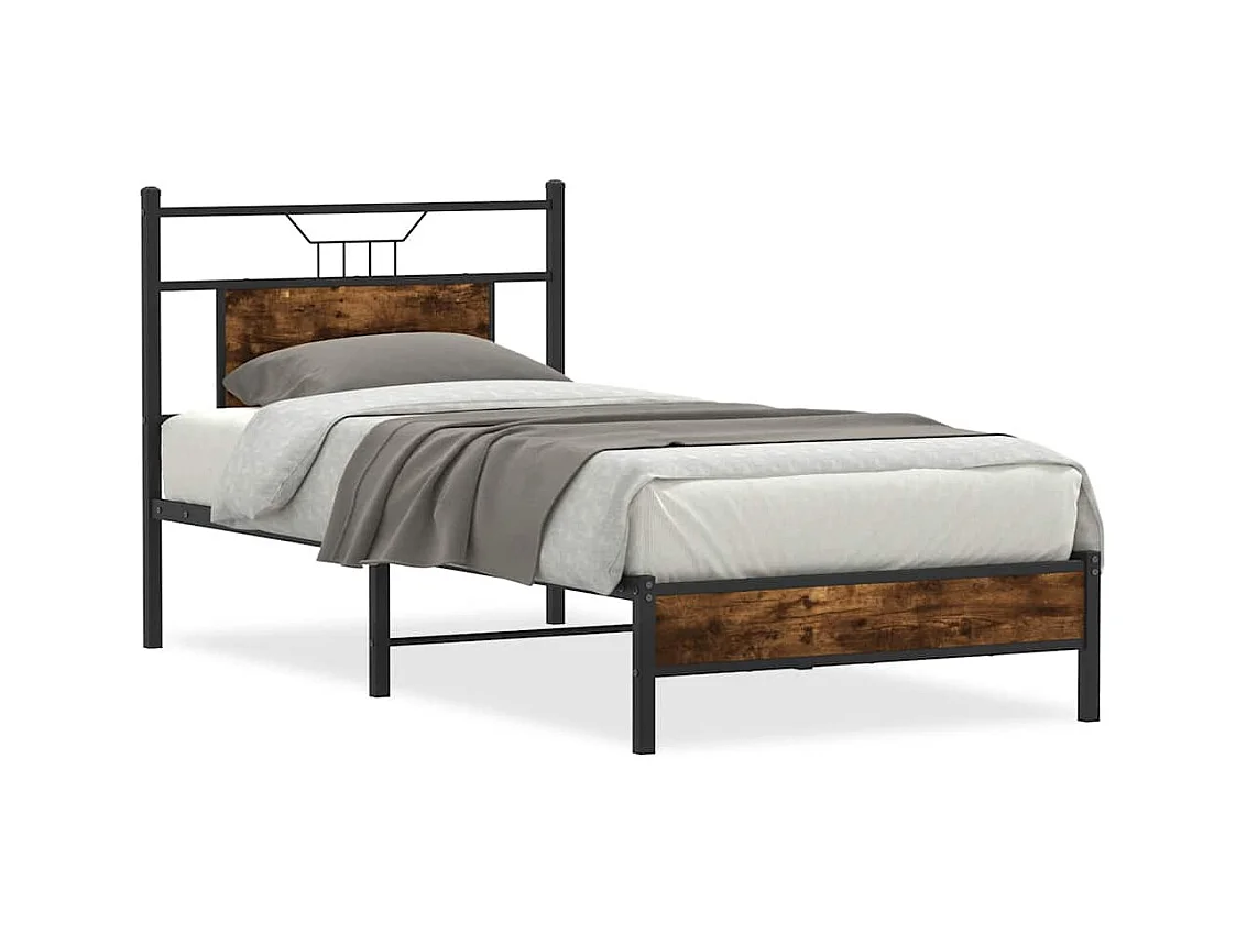 Estructura de cama sin colchón madera roble ahumado 90x190 cm