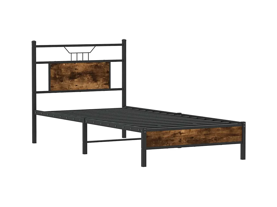 Estructura de cama sin colchón madera roble ahumado 90x190 cm