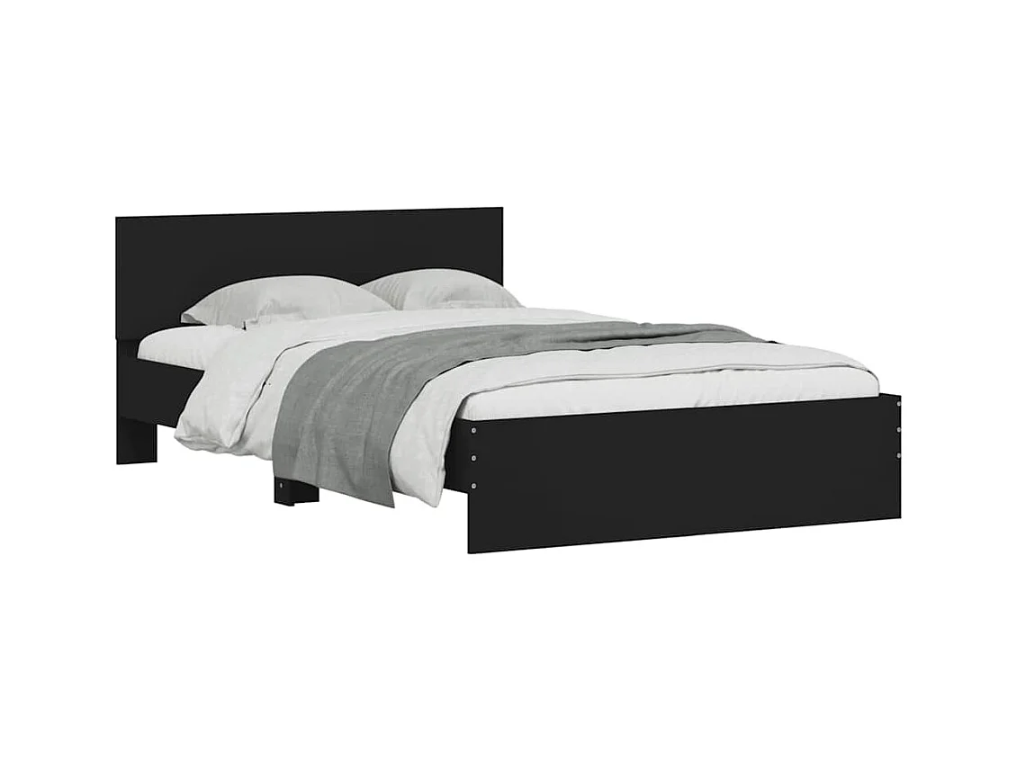 Giroletto con Testiera e LED Nero 140x190 cm