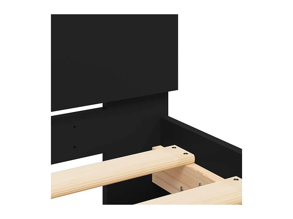 Giroletto con Testiera e LED Nero 140x190 cm