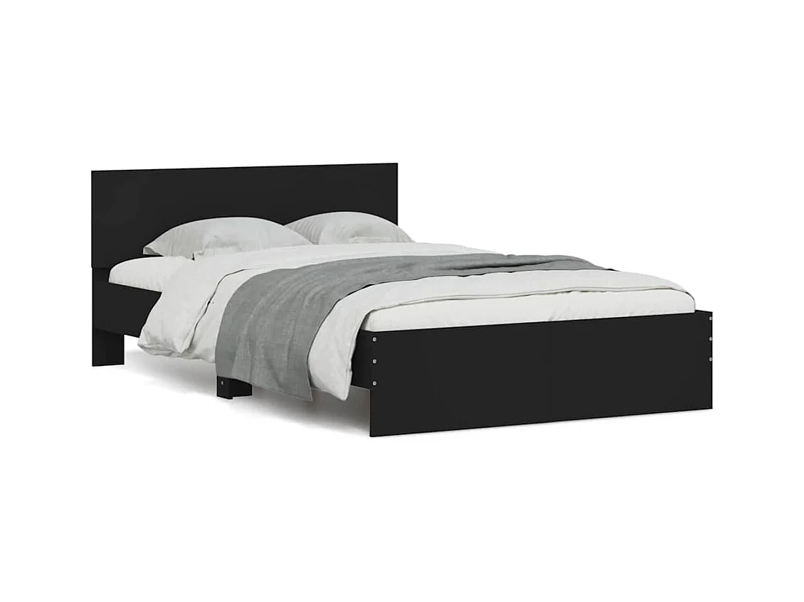 Cadre de lit avec tête de lit et LED noir 140x190 cm