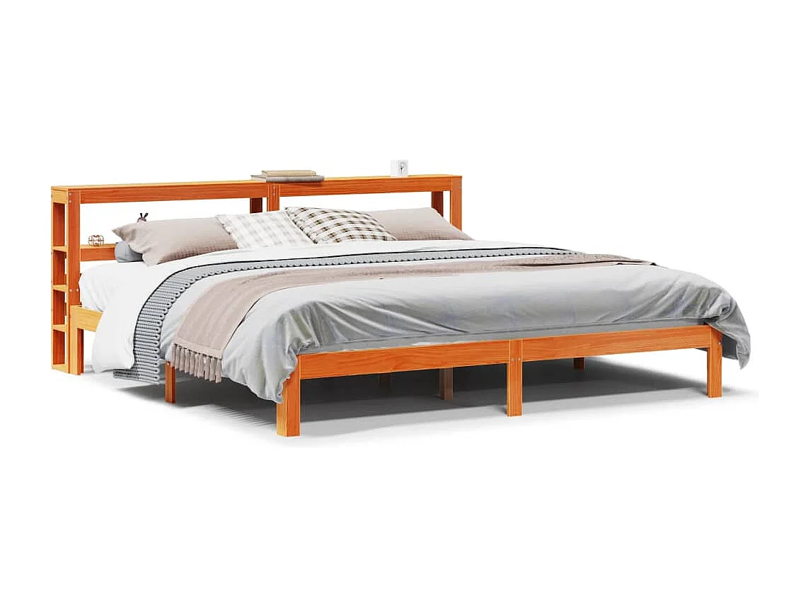 Bedframe zonder matras massief grenenhout wasbruin 180x200 cm