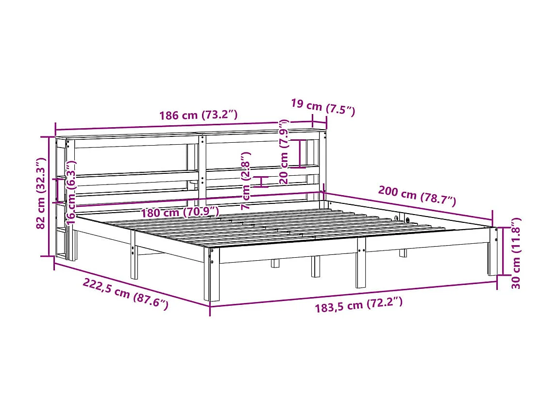 Bedframe zonder matras massief grenenhout wasbruin 180x200 cm