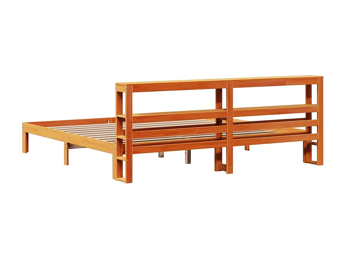 Bedframe zonder matras massief grenenhout wasbruin 180x200 cm