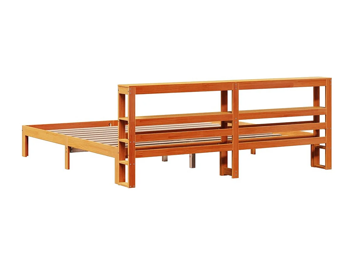 Bedframe zonder matras massief grenenhout wasbruin 180x200 cm