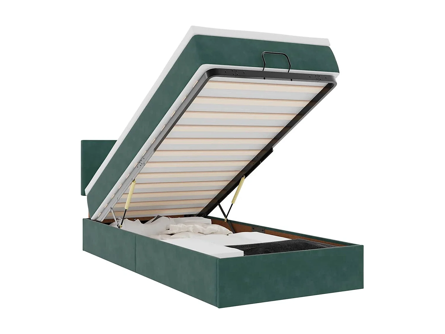 Lit ottoman avec matelas et LED Vert foncé 90x200cm velours