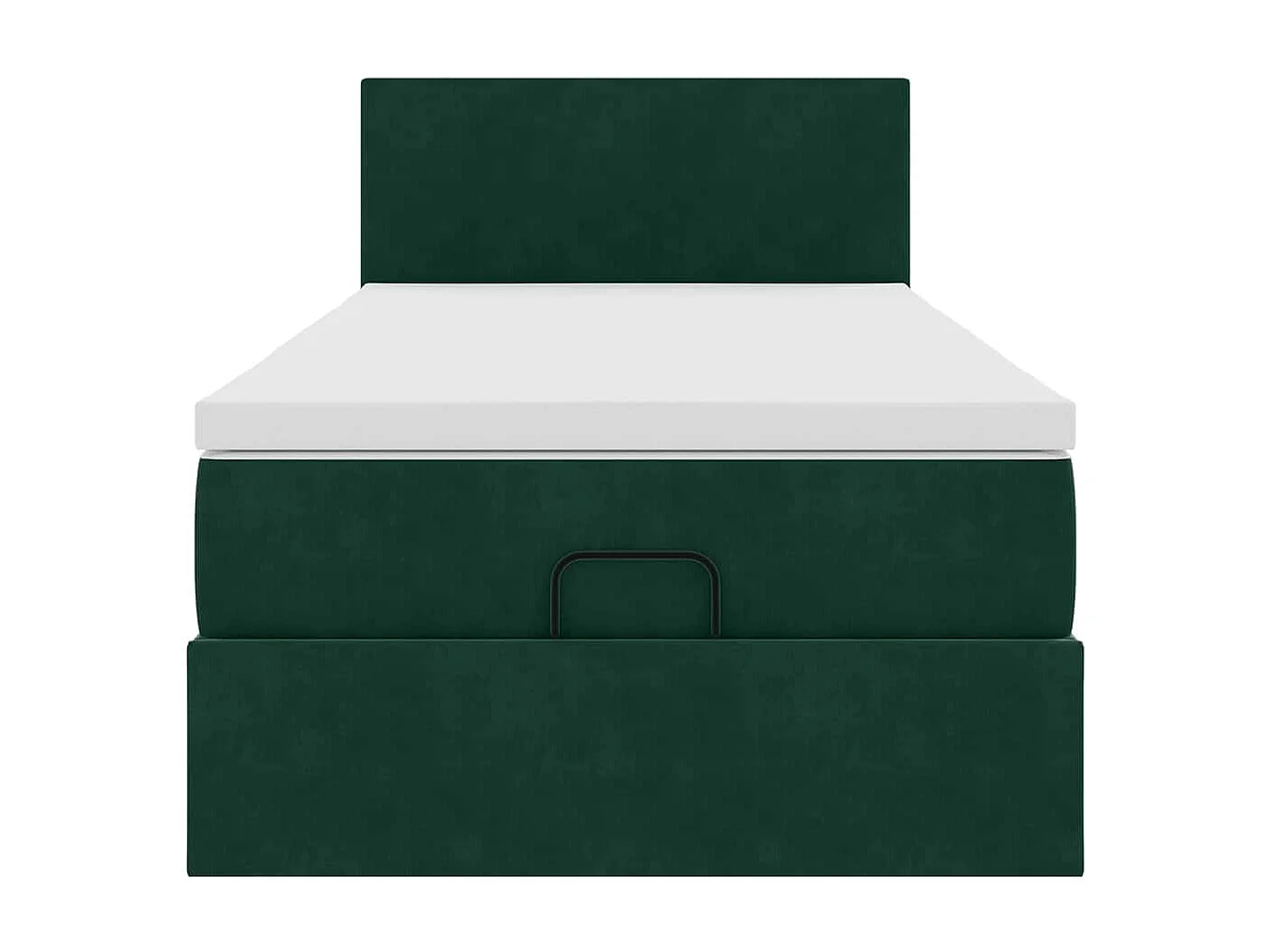 Cama otomana con colchón y LED terciopelo verde oscuro 90x200cm