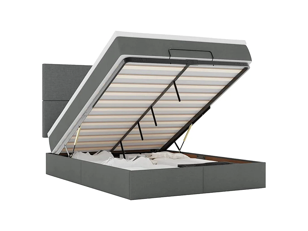 Ottoman bed met matras en LED's 140x190cm stof donkergrijs