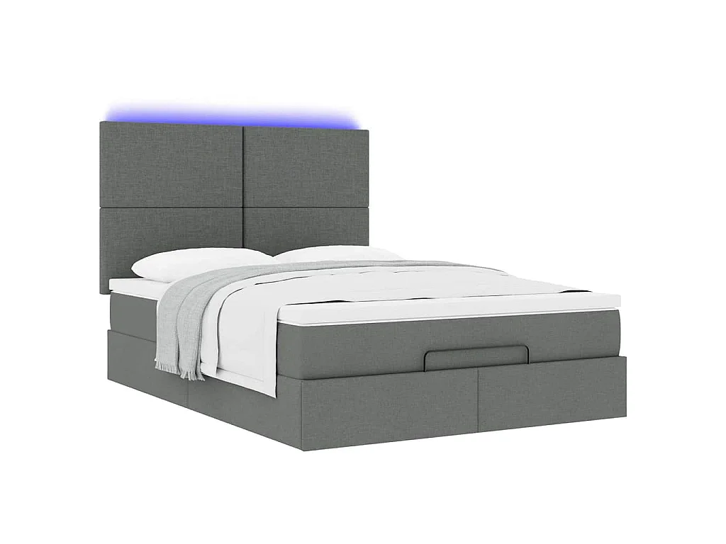 Ottoman bed met matras en LED's 140x190cm stof donkergrijs