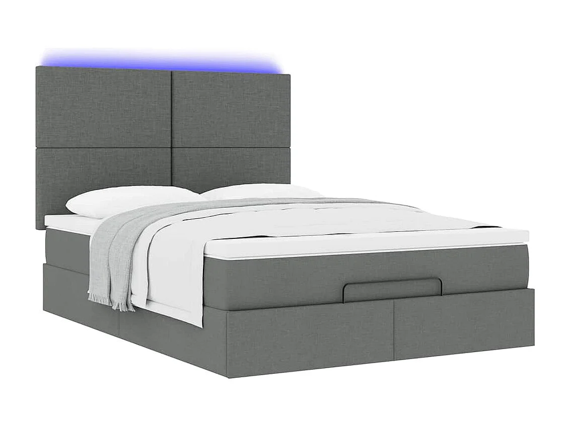 Ottoman bed met matras en LED's 140x190cm stof donkergrijs