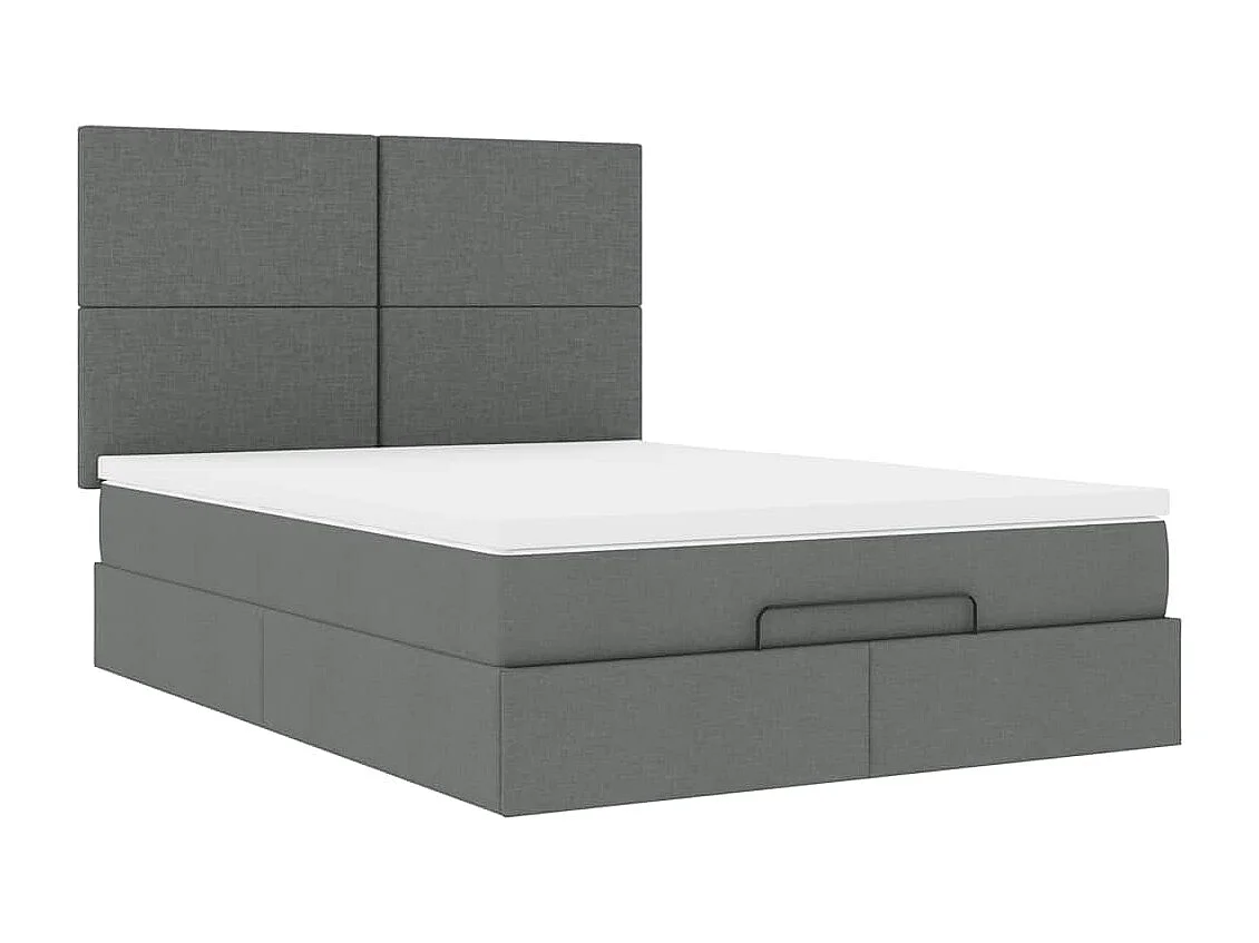 Ottoman bed met matras en LED's 140x190cm stof donkergrijs