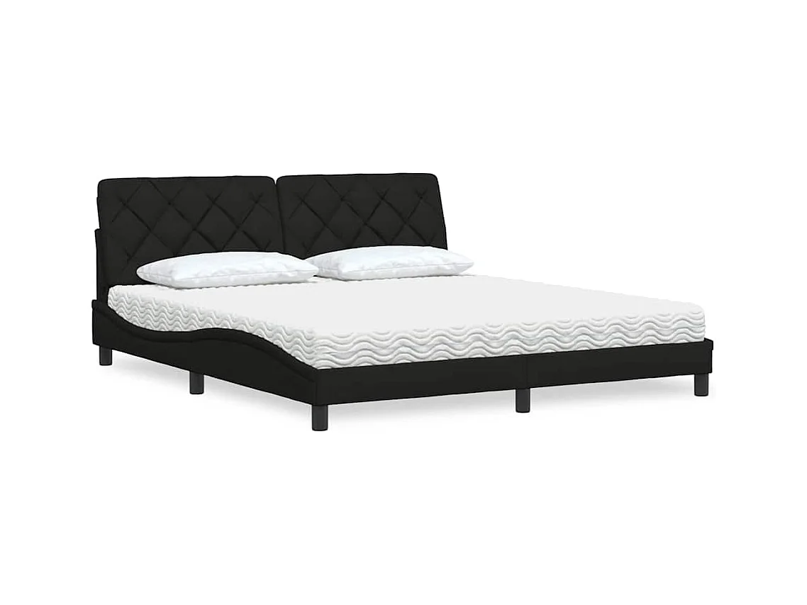 Lit avec matelas noir 180x200 cm tissu