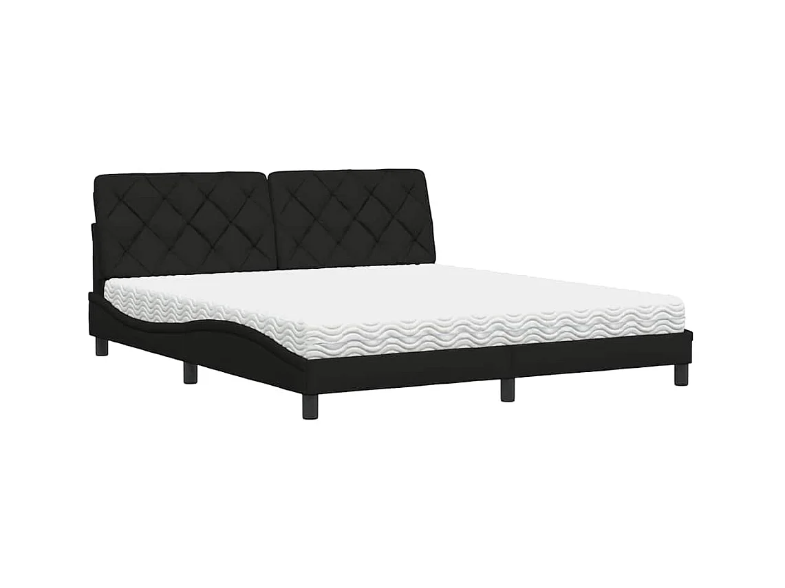 Lit avec matelas noir 180x200 cm tissu