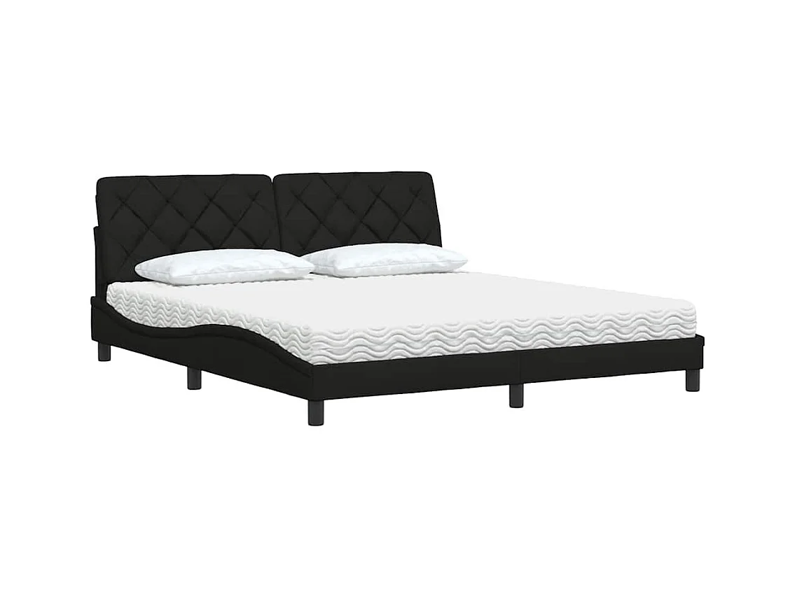 Lit avec matelas noir 180x200 cm tissu