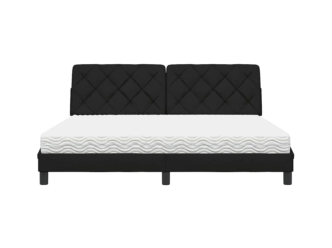 Lit avec matelas noir 180x200 cm tissu