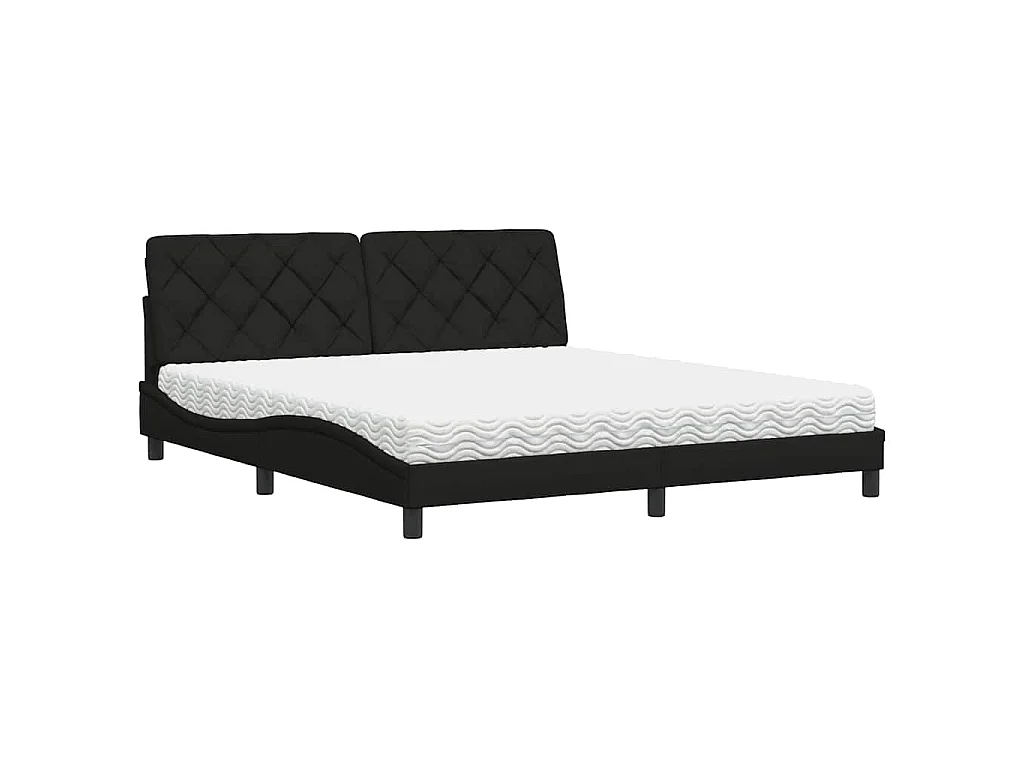 Letto con Materasso Nero 180x200 cm in Tessuto