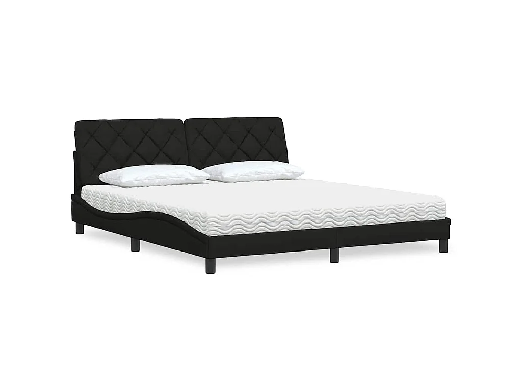 Letto con Materasso Nero 180x200 cm in Tessuto