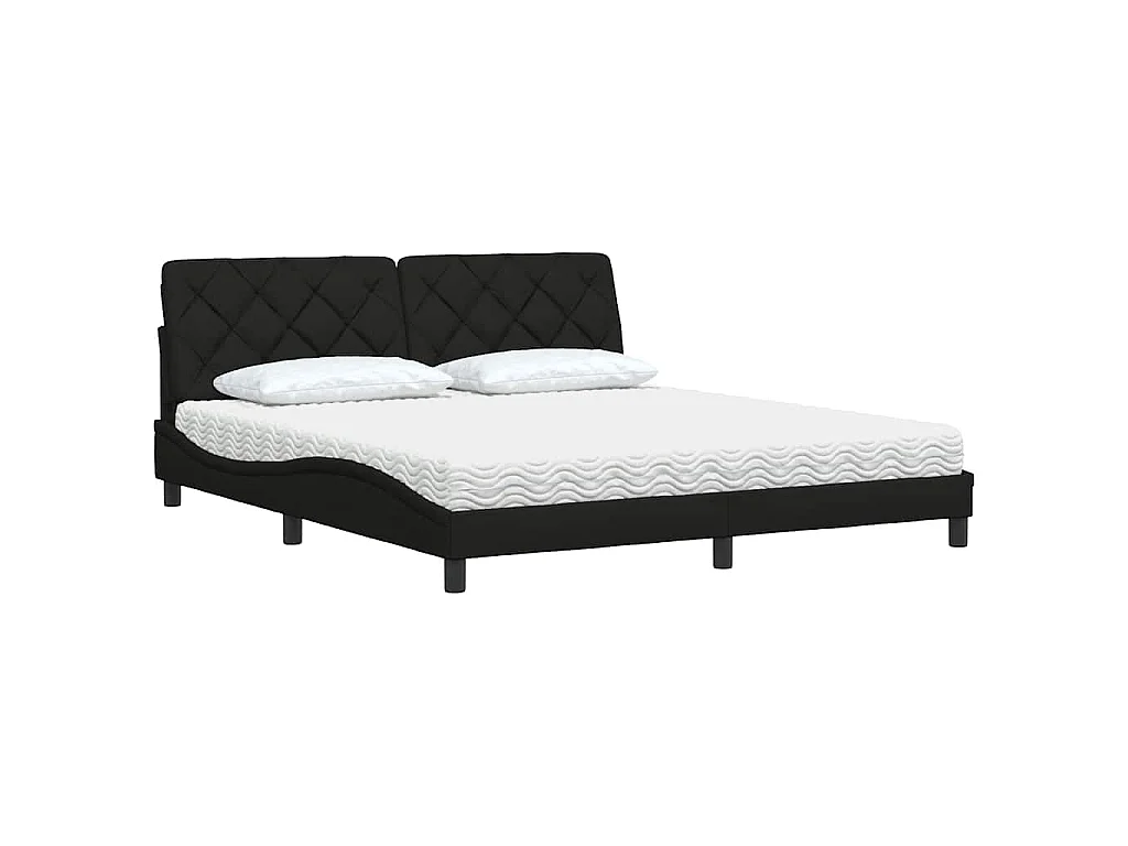 Lit avec matelas noir 180x200 cm tissu