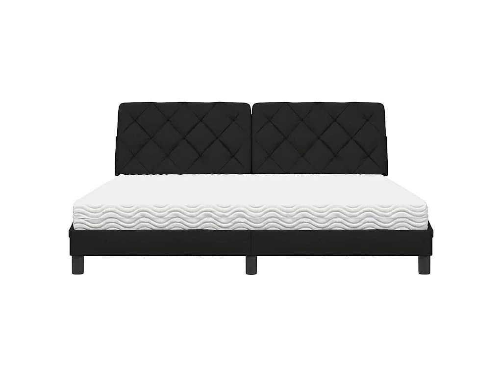 Lit avec matelas noir 180x200 cm tissu