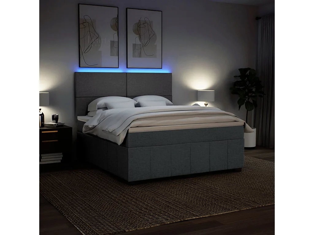 Giroletto a Molle con Materasso Grigio Scuro 180x200 cm Tessuto