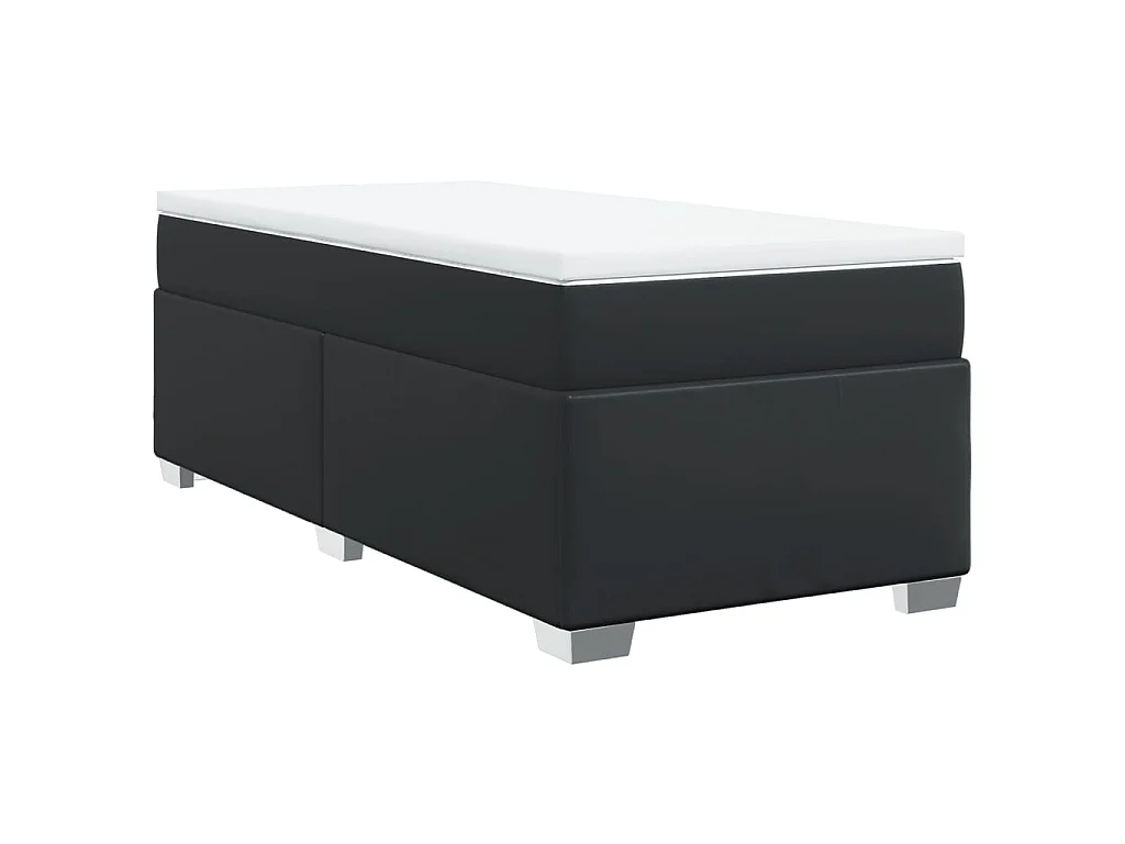 Giroletto a Molle con Materasso Nero 100x200 cm in Similpelle