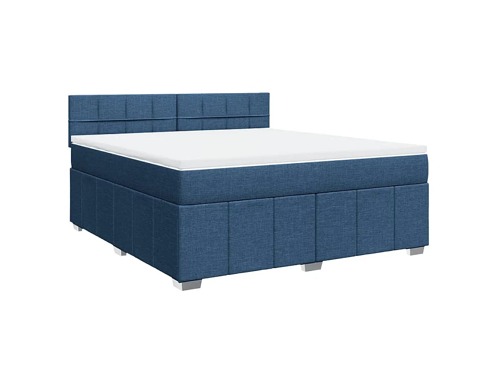 Sommier à lattes de lit avec matelas Bleu 180x200 cm Tissu