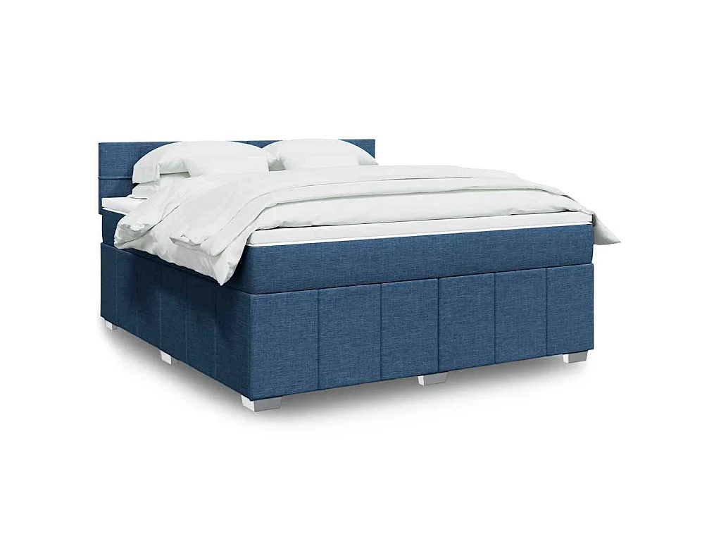 Sommier à lattes de lit avec matelas Bleu 180x200 cm Tissu