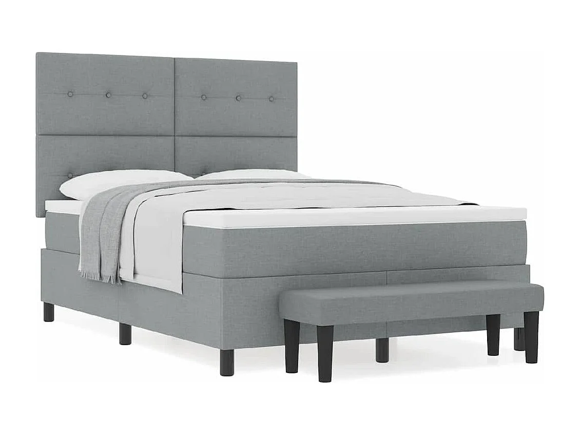 Lit à ressorts avec matelas Gris clair 140 x 190 cm tissu